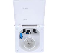 TIANYI-Schwabe Prise d'Alimentation CEE pour Caravanes 230V / 16A Prise à 3 Broches avec Couvercle Utilisation en Extérieur IP44 Made in Germany Blanc I 60484