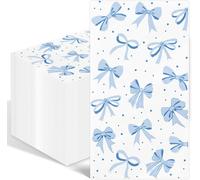 Tianyi-Serviette En Forme De N?ud, 50 Pièces De Serviettes De Fête En Forme De N?ud Mignon, Serviettes Bleues Et Blanches, Fournitures De Vaisselle De Fête Pour Fiançailles, Fille, Baby Shower, Maria