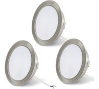 TIANYI-Set de 3 luminaires pour meuble 12V 3,5W, spot encastrable pour meuble plat G4 LED, 3000K blanc chaud, Nickel Brossé, Intensité variable, Alternative aux ampoules halogènes
