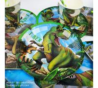 TIANYI-Set de Décorations de Fête Dinosaure, 52 pièces pour l'anniversaire d'enfants, Matériel de Fête Jurassic World, Gobelets en Papier, Assiettes, Pailles, Nappes, Bannière, Serviettes en Papier
