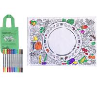 TIANYI-Set de table à colorier fruits et légumes dans son propre sac en coton à colorier - Set de table amusant et éducatif - Feutres lavables inclus