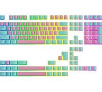 TIANYI-Set de Touches Pudding v2 en PBT 145 Touches Double Shot Translucides pour Claviers ANSI US & ISO Profil OEM pour Claviers Gaming RGB (Miami Vice)