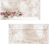 Tianyi-Sigel Du049 Enveloppes Motif Étoiles De Noël Marron, Format Dl (11 X 22 Cm), 25 Pièces