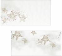 Tianyi-Sigel Du250 Enveloppes Motif Étoiles De Noël, Blanc/Rouge, Format Dl (11 X 22 Cm), 25 Pièces
