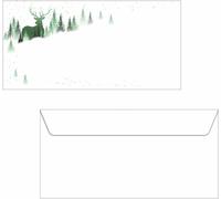 Tianyi-Sigel Du284 Enveloppes Motif Étoiles De Noël, Blanc/Vert, Format Dl (11 X 22 Cm), 25 Pièces