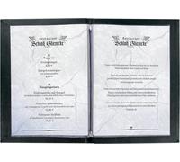 Tianyi-Sigel Sm110 Protège-Menus À Cordon Élastique, 24 X 34 X 1,2 Cm, Similicuir Aspect Lin, Noir