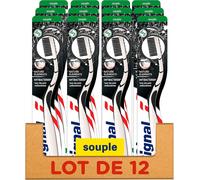 Tianyi-Signal - Brosse À Dents Nature Elements - Brosse Infusée Au Charbon - Avec Des Poils Anti-Bactériens - Souple (Lot De 12 Brosses À Dents)