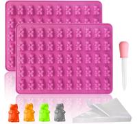 Tianyi-Silicone En Forme D'ours En Gélatine, Moule En Silicone Avec 1 Pipette Et 50 Sac À Douille, Moldes Silicona Reposteria Pour Chocolats Ou Bonbons En Forme D'ourson