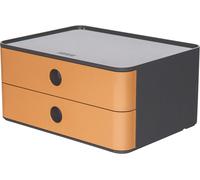 Tianyi-Smart-Box Allison \U2013 Boîte De Rangement Design Compacte Avec 2 Tiroirs, Ultra Brillante Et De Qualité Supérieure, Caramel, 1120-83