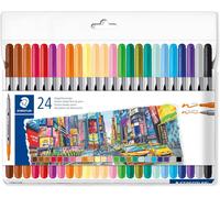 Tianyi-Staedtler 3200 C24p Lot De 24 Stylos De Coloriage Design Journey À Double Pointe Largeur De Trait 0,5-3,0 Mm 24 Couleurs Assorties
