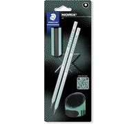 Tianyi-Staedtler Crayons À Dessin Hb - Pour Esquisse Et Écriture - Norix - Comprend 2 Crayons Hb, Taille-Crayon Et Gomme En Vert Français - Lot De 4-181 Sbk2-3