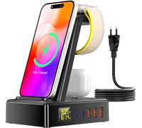 Tianyi-Station De Charge Sans Fil 8 En 1, Chargeur Usb C 100w, Charge Rapide Pd30w Et Qc3.0, Affichage Numérique, Compatible Avec Iphone, Iwatch, Airpods Pro, Tablette, Casque, Chargeur De Jeu (Black