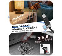 TIANYI-Staycable Câble USB vers USBC avec support magnétique, 5 FT/1,5 m USB-A vers type C, charge rapide et gestion des câbles de bureau, compatible avec iPhone 15 16 Pro Max