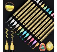 Tianyi-Stylo En Métal, 12 Couleurs Double Pointes Marqueur En Métal Set Pour Album Photo, Pour Bricolage, Livre D'or, Bricolage Scrapbooking, Pour La Peinture Céramique, Verre, Pierre, Décoration En