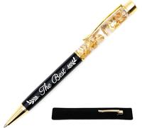 Tianyi-Stylo Personnalisé ""The Best"", Noir - Stylo À La Feuille D'or Avec Gravure Laser, Cadeau Personnalisé Original Et Chic À Offrir Avec Étui Pour Meilleur Collègue, Ami