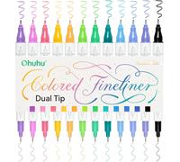 Tianyi-Stylos Feutres 12 Couleurs, Feutre Dessin À Double Pointe Fine Et Pinceau Résistants À L'eau Et À L'alcool Pour Artistes Débutants, Calligraphie, Dessin, Croquis, Bullet Journal, Prise De Note