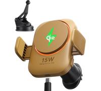 Tianyi-Support Téléphone Voiture Induction 15w Mag-Safe, Certifié Qi2 Chargeur Induction Voiture Avec Ventilateur Et Led, Charge Rapide, Compatible Iphone 16 Pro Max/15/14/13/12 Etc, Jaune