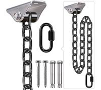 Tianyi-Suspension Pour Balançoire, Crochet Plafond Robuste Hamac Support Pivotant Chaise ?Uf, Mousqueton Avec Chaîne Noire 100cm, Kit De Quincaillerie Suspension Chaise Jardin Bois/Béton, 1000lbs