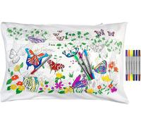 Tianyi-Taie D¿Oreiller En Coton Pour Enfants - Coloriage Papillons Du Monde Avec Feutres Textiles Lavables Inclus