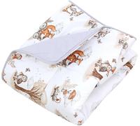 Tianyi-Tapis De Jeu Pour Bébé Enfants Tapis D'éveil 120 X 120 Cm Rembourré Xxl Chambre De Bébé, Renards Vélo Chouette Forêt Beige