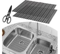 Tianyi-Tapis D'évier De Cuisine,Lot De 2 Tapis D'évier Avec Ciseaux De Bonne Qualité,Tapis Évier Décoratif,Faciles À Mettre Aux Dimensions,Facile À Entretenir,40 X 30 Cm(Noir Clair)