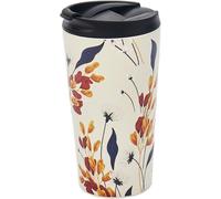 Tianyi-Tasse À Café Thermique Réutilisable Tasse De Voyage Isotherme En Acier Inoxydable Avec Couvercle Anti-Fuite Utilisable Pour Boissons Chaudes Et Froides (Fleurs Beige)