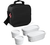 Tianyi-Tatay Sac Isotherme Repas, Capacité 3 L, Avec 4 Boîtes Hermetiques En Plastique (2 X 0,5 L, 2 X 0,2 L) Sans Bpa, Pois Bleu. Mesure 22,5 X 10 X 22 Cm