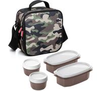 Tianyi-Tatay Sac Isotherme Repas, Capacité 3 L, Avec 4 Boîtes Hermetiques En Plastique (2 X 0,5 L, 2 X 0,2 L) Sans Bpa, Flamand Rose. Mesure 22,5 X 10 X 22 Cm