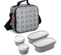 Tianyi-Tatay Sac Isotherme Repas, Capacité 3 L, Avec 4 Boîtes Hermetiques En Plastique (2 X 0,5 L, 2 X 0,2 L) Sans Bpa, Marron. Mesure 22,5 X 10 X 22 Cm