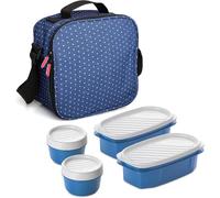 Tianyi-Tatay Sac Isotherme Repas, Capacité 3 L, Avec 4 Boîtes Hermetiques En Plastique (2 X 0,5 L, 2 X 0,2 L) Sans Bpa, Pois Rose. Mesure 22,5 X 10 X 22 Cm