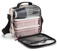 Tianyi-Tatay Sac Isotherme Repas, Capacité 3 L, Avec 4 Boîtes Hermetiques En Plastique (2 X 0,5 L, 2 X 0,2 L) Sans Bpa, Gris Avec Des Étoiles. Mesure 22,5 X 10 X 22 Cm