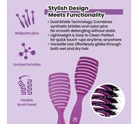 Tianyi-Tb Tools For Beauty - Brosse Démêlante Violet Haute Qualité Pour Cheveux Longs Et Courts Poils Synthétiques Design Ergonomique Anti-Frizz Facile À Utiliser Léger Massage Cuir Chevelu