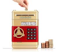 Tianyi-Tirelire Électronique Métallique Sécurisée Verrouillage Par Code Pin, Mini Atm Coffre-Fort Éducatif Pour Enfants 5-12 Ans, Cadeau D'anniversaire/Noël/Fêtes Des Enfants (Or)