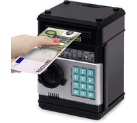 TIANYI-Tirelire Électronique Sécurisée avec Verrouillage PIN, Mini ATM Coffre-Fort Thème Panda pour Enfants 3-10 Ans - Jeu Éducatif d'Épargne Interactive, Cadeau d'anniversaire/Noël/Fêtes¿Noir¿