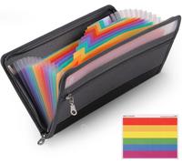TIANYI-Trieur à chèque A6/B6, 13 compartiments, Robuste pochette budget avec fermeture éclair pour le voyage, le bureau, l'école, Accordéon Classeur 25,5x12cm de large pour reçu Bon Billets Recette