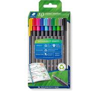 Tianyi-Triplus 334 Rc10 Lot De 10 Feutres À Pointe Fine Triplus, En Plastique Recyclé, Pointe Superfine, Sertie De Métal De 0,3 Mm, Longue Durée De Vie, 10 Feutres Fins Dans Des Couleurs Assorties