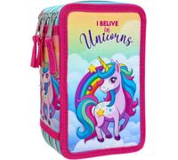 Tianyi-Trousse 3d À 3 Compartiments Pour Fille, Pour Les Fans De Licornes, Triplement Garnie, 44 Accessoires Pour L'école Primaire, 3 Fermetures Éclair, 20 Cm