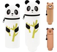 Tianyi-Trousse Kawaii Animaux, Trousse Ecole 2 En1 En Silicone Souple, Trousse Verticale, Fermeture Eclair Trousse Crayon, S'applique Peut Contenir Crayons, Stylos, Gommes, Règles (C)