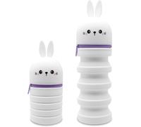 Tianyi-Trousse Scolaire 2 En 1 En Silicone Souple - Trousse Crayons Télescopique Silicone, Étui Crayons Télescopique Kawaii Avec Motif, Pour École, Bureau, Cadeau Garçons Filles (Lapin Blanc)