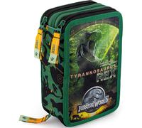 Tianyi-Trousse Scolaire Complète 45 Pièces Pour Jurassic Dinosaures World Fan \U2013 Kit Créatif Triple Compartiment Avec Stylos Gel Effaçables, Crayons 4.0 Mm, Feutres \U2013 Idée Cadeau