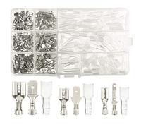 TIANYI-Tuparka 270 pcs Cosse electriques,Connecteur de fil T-Connector en Laiton, mâle femelle Spade Connecteurs de fils Crimp terminal Block avec isolant Sleeve 2,8 mm 4,8 mm 6,3 mm