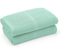Tianyi-\U2013 Lot De 2 \U2013 100% Pur Coton Biologique \U2013 Couvertures Ultra-Douces En Coton Cellulaire Pour Bébé - 75cm X 95cm \U2013 Landau/Poussette/Couffin - Vert