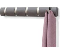 Tianyi-Umbra Flip® 5 - Patère De 5 Crochets Rétractables - Bois Flotté Marron Mat Et Crochets Métal Nickel. Dim 50,80x7,60x2,50cm