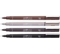 Tianyi-Uniball Lot De 4 Feutres Fineliner Uni Pin 0,1 Mm Sépia, Gris Clair, Gris Foncé, Noir