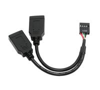 TIANYI-USB 2.0 9Pin Male 1 to 2 USB 3.1 Type E Key-A Female Front Panel Socket to 9Pin Mainboard Header Extension Cable 0.49FT