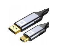 TIANYI-USB-C vers DisplayPort DP 8K/60Hz, 4K/120Hz, Full HD, Plug & Play, Dynamic HDR, Adaptateur unidirectionnel, Aluminium Space Grey, MHL, Compatible avec iPhone, MacBook, iPad Pro, Galaxy (2m)