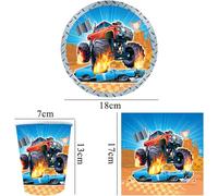 Tianyi-Vaisselle De Fête Truck Vaisselle D'anniversaire Pour Enfants Truck Vaisselle Jetable Gobelets Serviette Assiette Pour Décorations De Fête Anniversaire D'enfant 10 Personnes