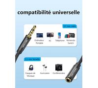 TIANYI-VENTION Rallonge Jack Audio 1.5 Mètres, Nylon Tressé Jack Stéréo Câble 3.5mm Mâle Vers Femelle d'extension câble pour Casque Écouteur,iPod iPhone iPad,Voiture,Autoradios,Smartphone, Lecteur MP