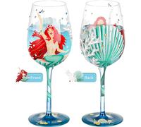 Tianyi-Verre À Vin 42cl Peint À La Main Princesse Sirène Corail Coquille Cadeaux D'anniversaire Pour Femme Fille (Lot De 1)