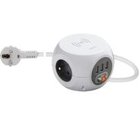 TIANYI-Vimar 00445.FR.CC.B Prise Multiple avec Chargeur inductive sans Fils, 3 Sorties SICURY Standard français, 3 USB, Interrupteur Lumineux, câble de 1,5 m, fiche Standards Allemand/français
